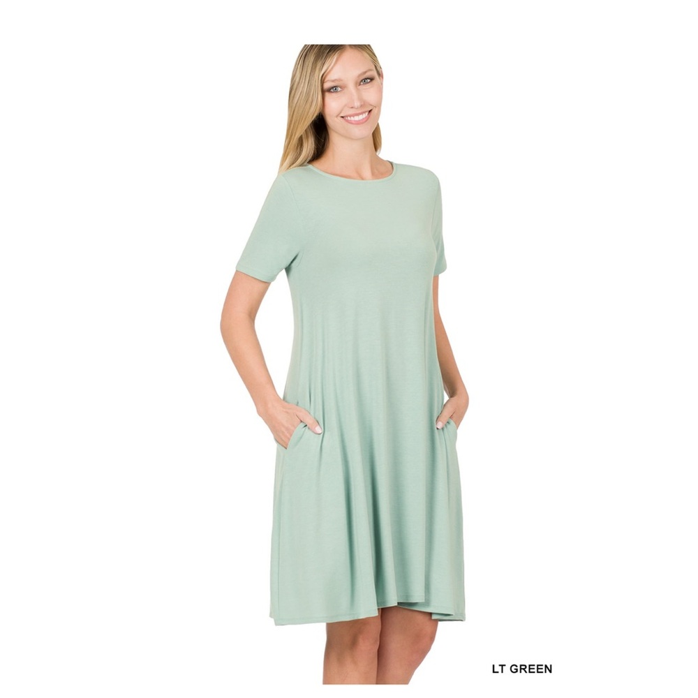 Zenana light green dress with pockets new